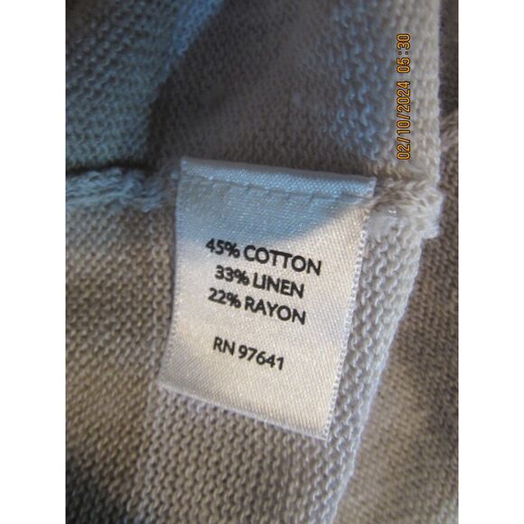 J. JILL WATERFALL OPEN FRONT CARDIGAN SIZE M TAN GREY CREAM STRIPED LIGHTWEIGHT - Picture 9 of 9